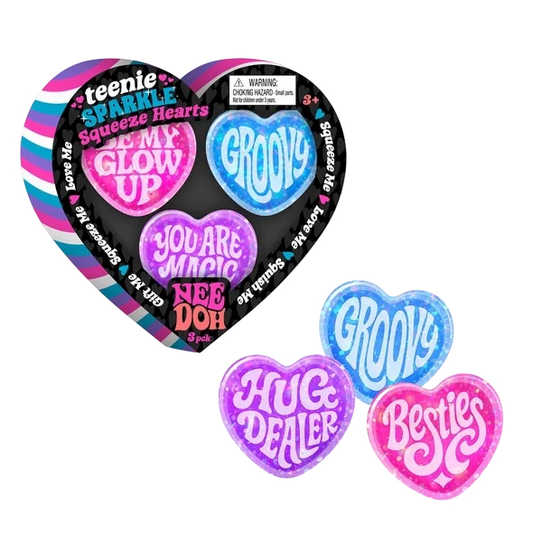 NeeDoh Teenie Sparkle Squeeze Hearts