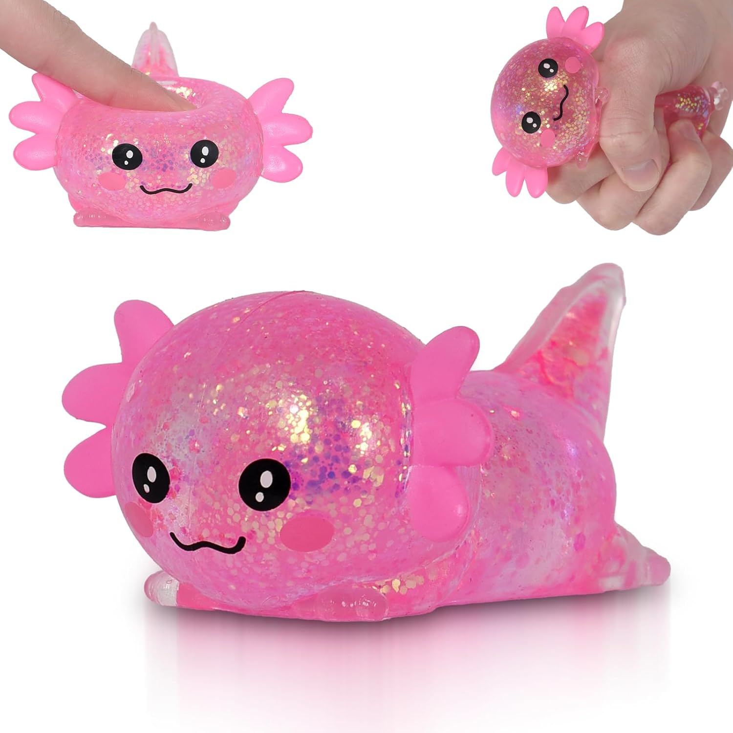 Soft axolotl-shaped squishy in bright colors