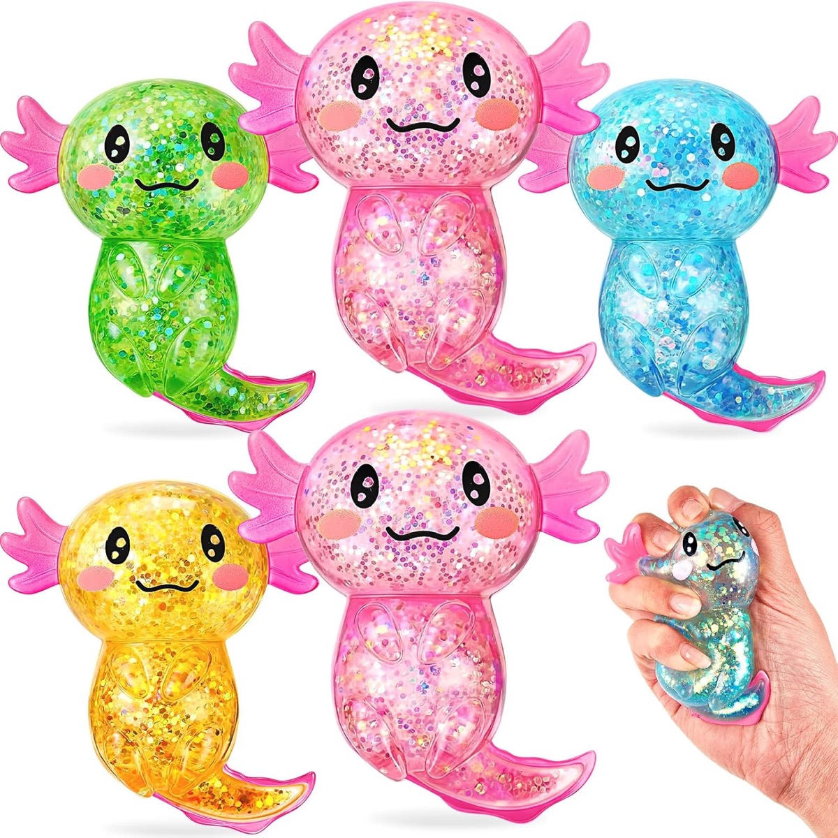 Colorful axolotl squishy fidget toy