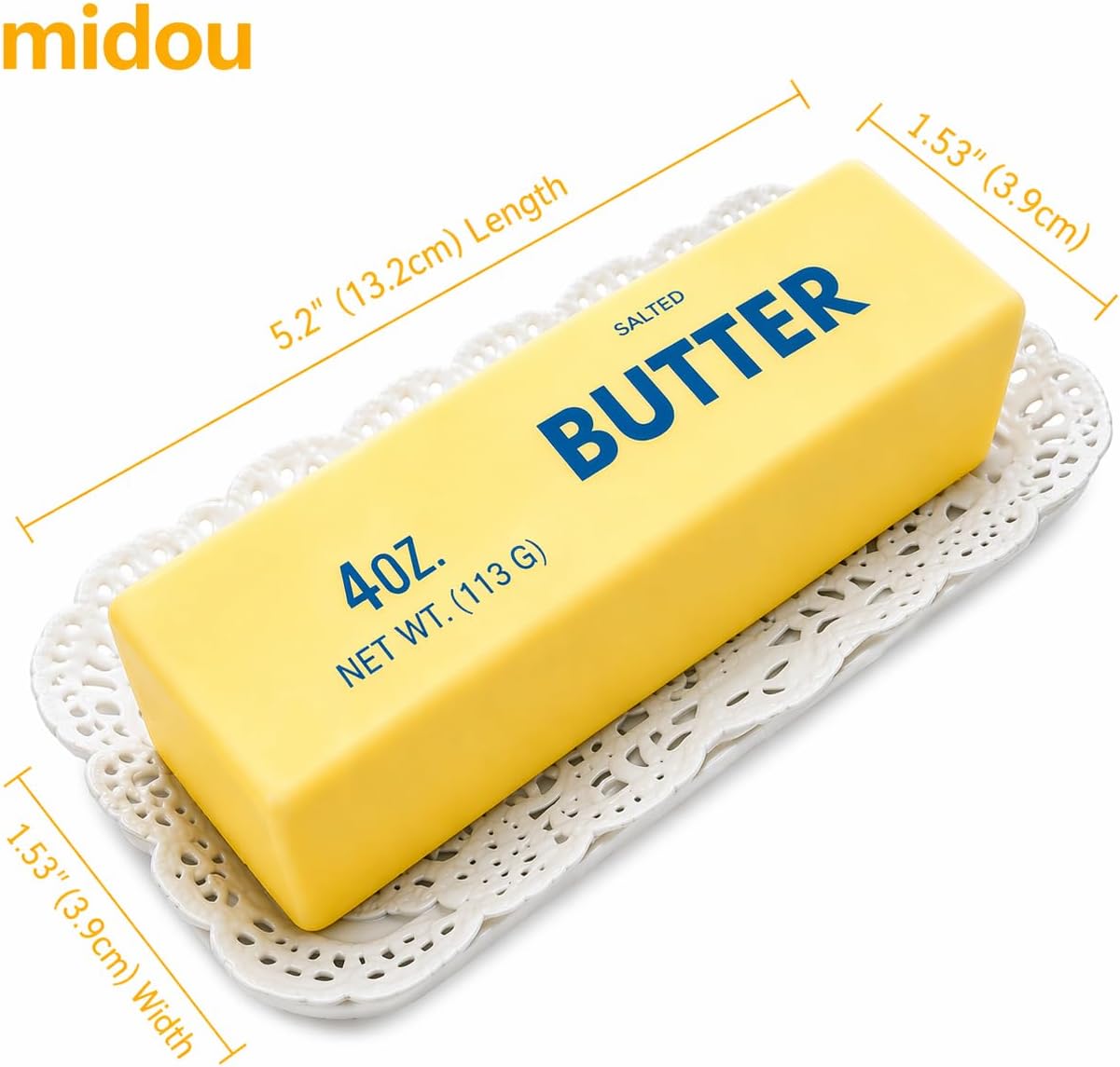 Butter-shaped squishy toy held in hand