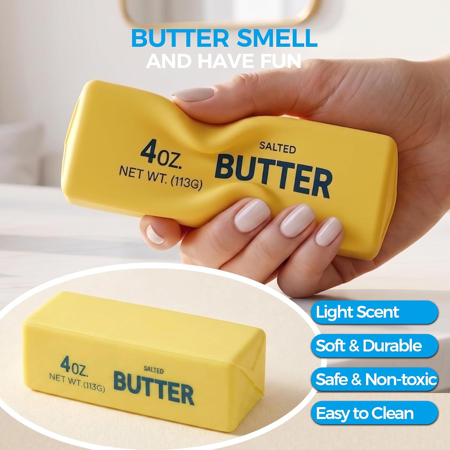 Soft butter stick squishy fidget toy