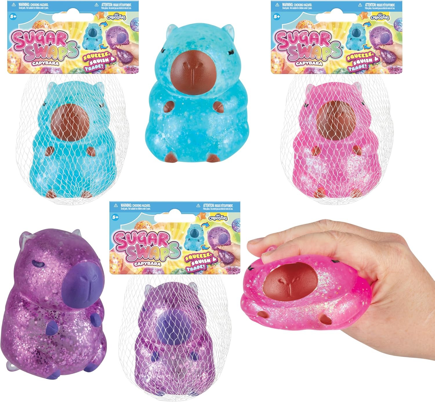 Capybara squishy fidget toy held in hand