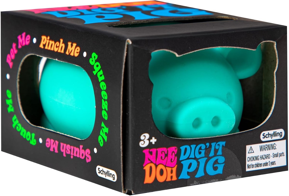 NeeDoh Dig It Pig — turquoise pig in its box