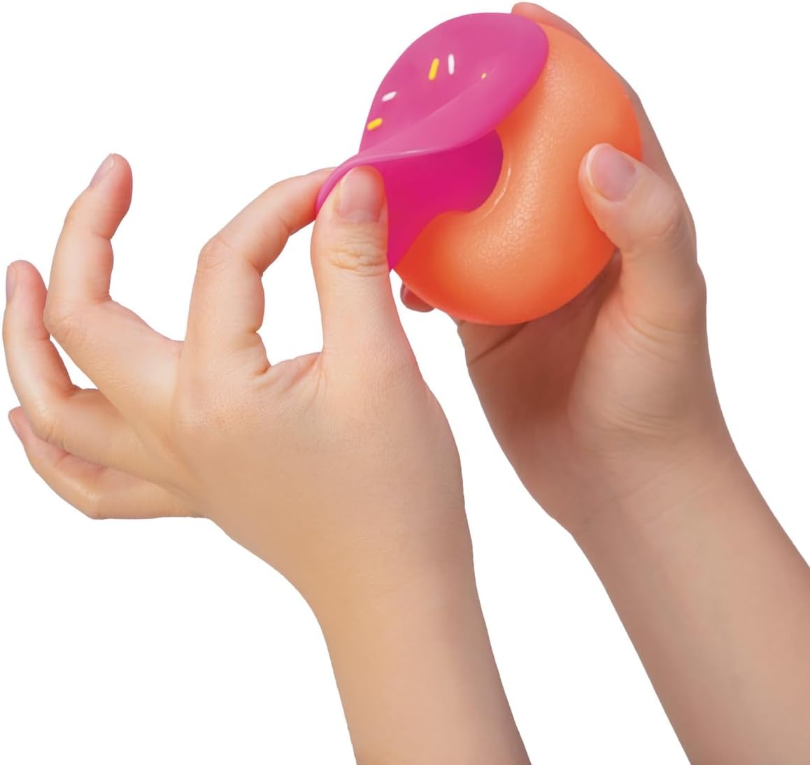 NeeDoh Dohnut being squeezed