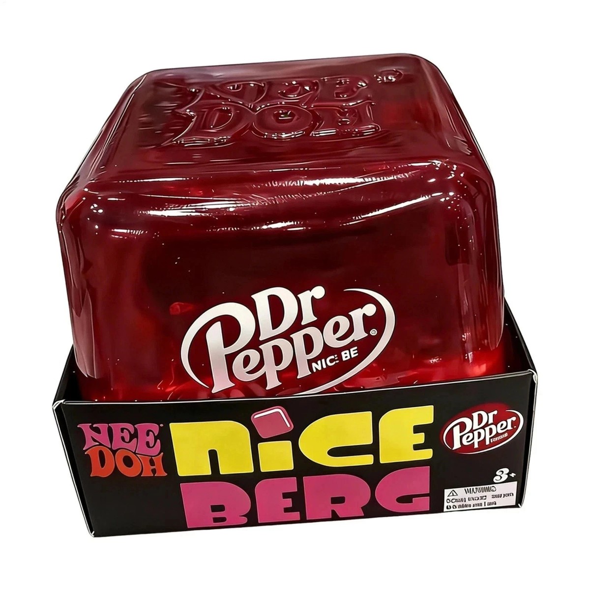 Dr Pepper NeeDoh style squishy in deep red cola color