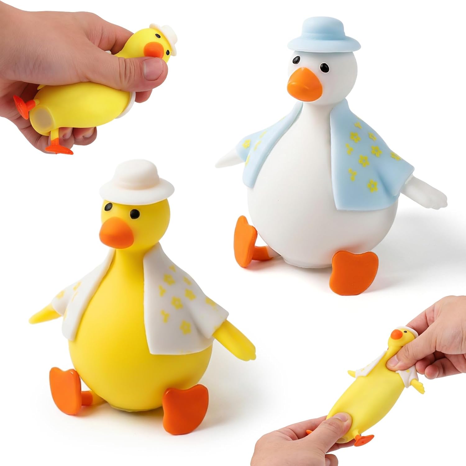 Yellow duck squishy NeeDoh-style toy