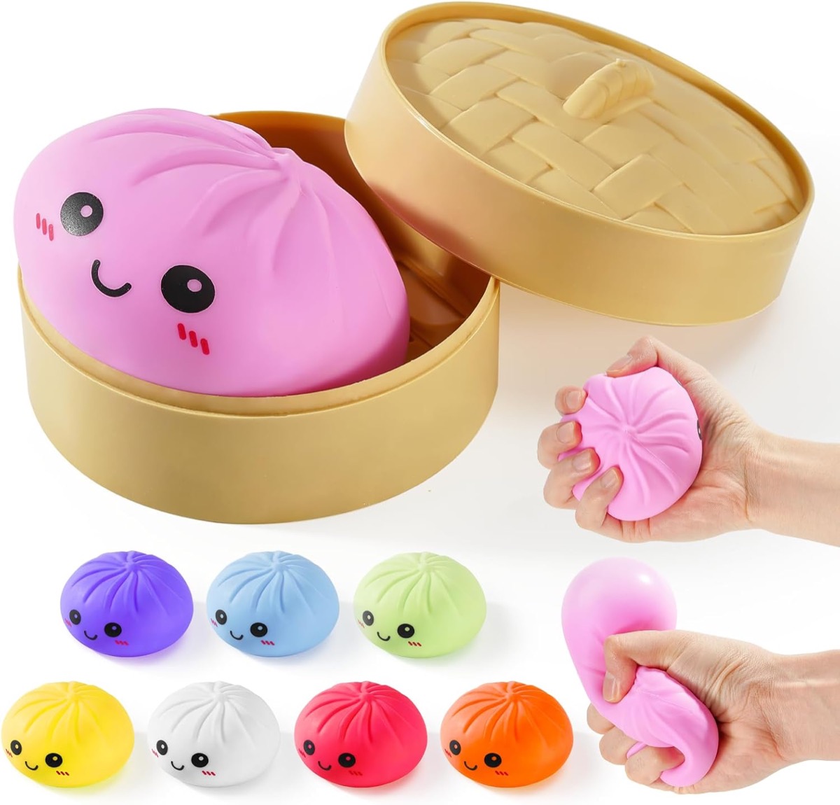 NeeDoh Dumpling style squishy shaped like a cute bao bun