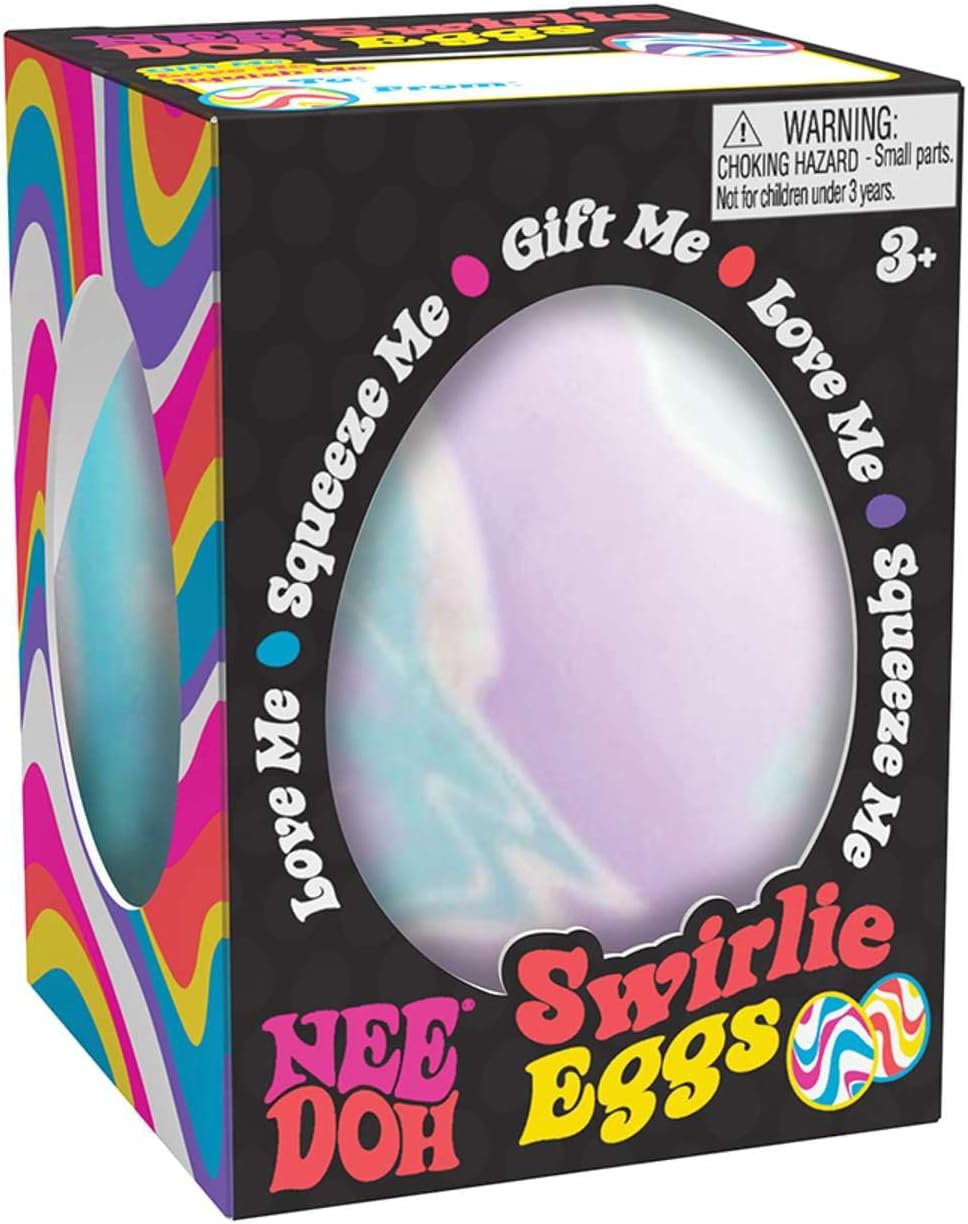 Swirlie Egg NeeDoh fidget toy in hand