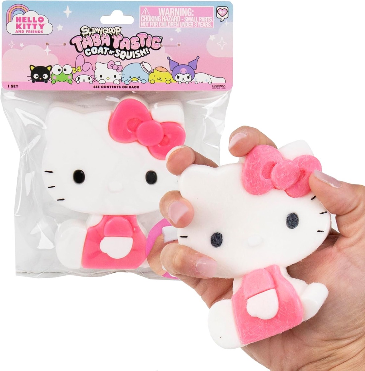 Hello Kitty NeeDoh style squishy in pink and white kawaii design