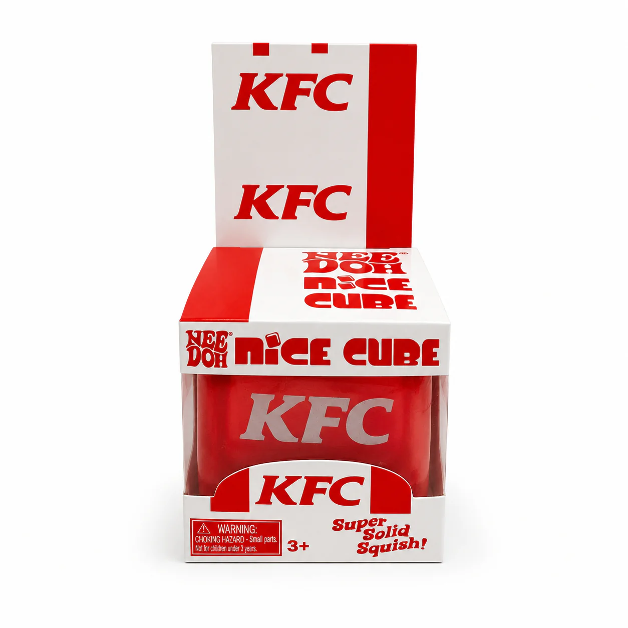 KFC NeeDoh style red gel cube in a bucket style Nice Cube box