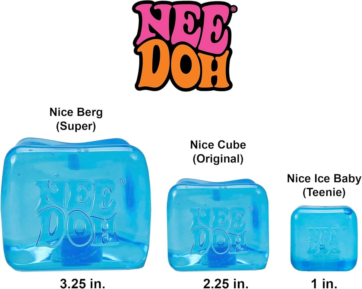 NeeDoh Nice Ice Baby — size comparison with Nice Cube and Nice Berg