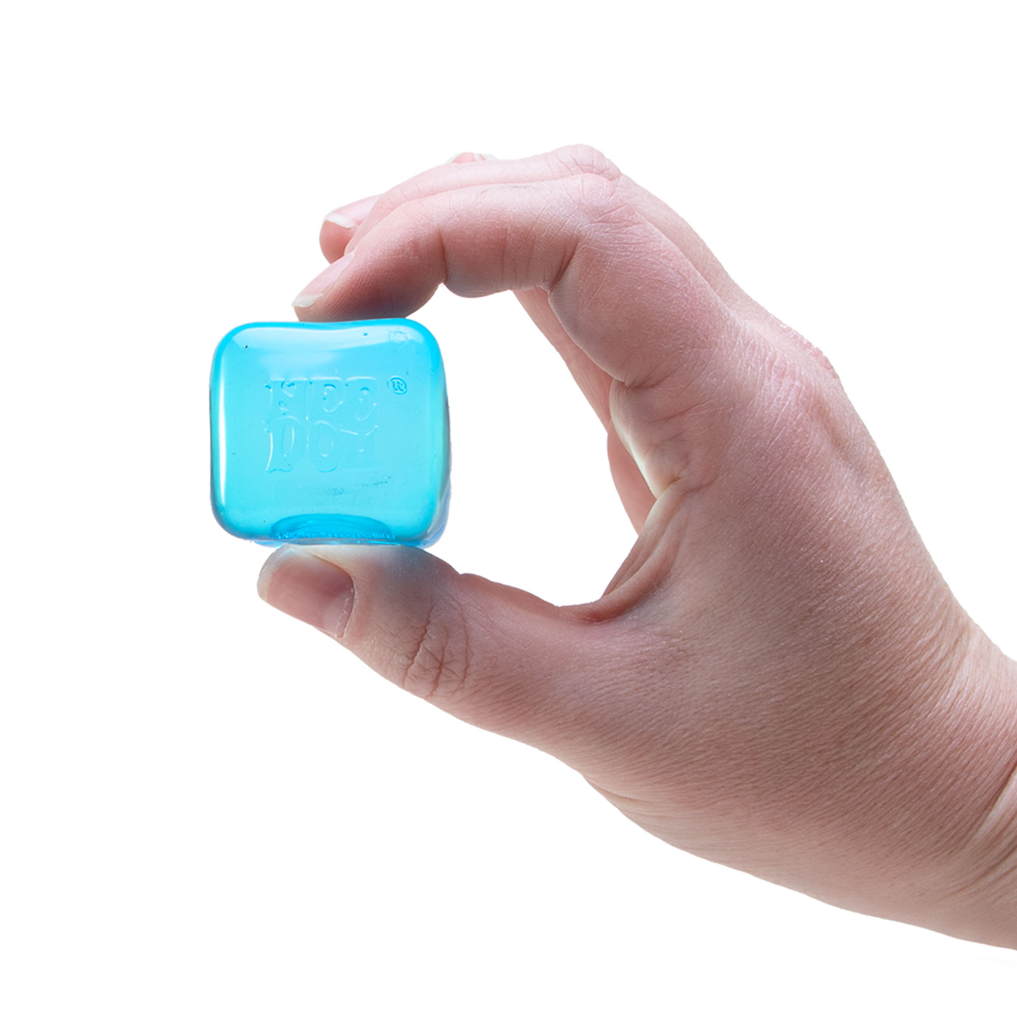 Nice Ice Baby tiny squishy cube held between fingers