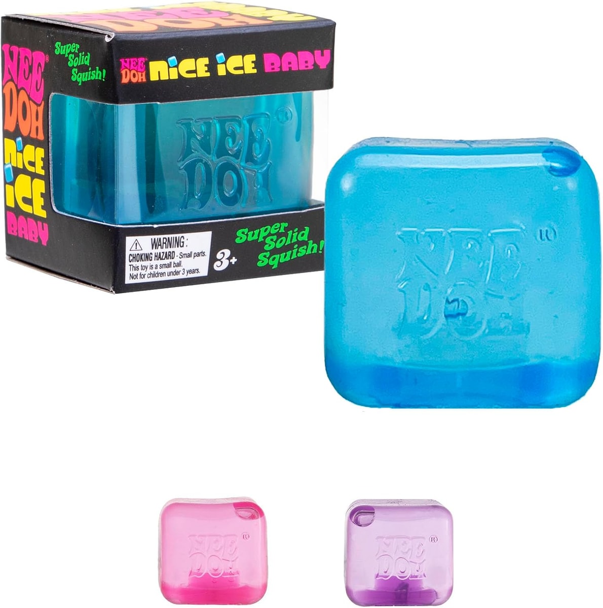 NeeDoh Nice Ice Baby — boxed blue cube and color options