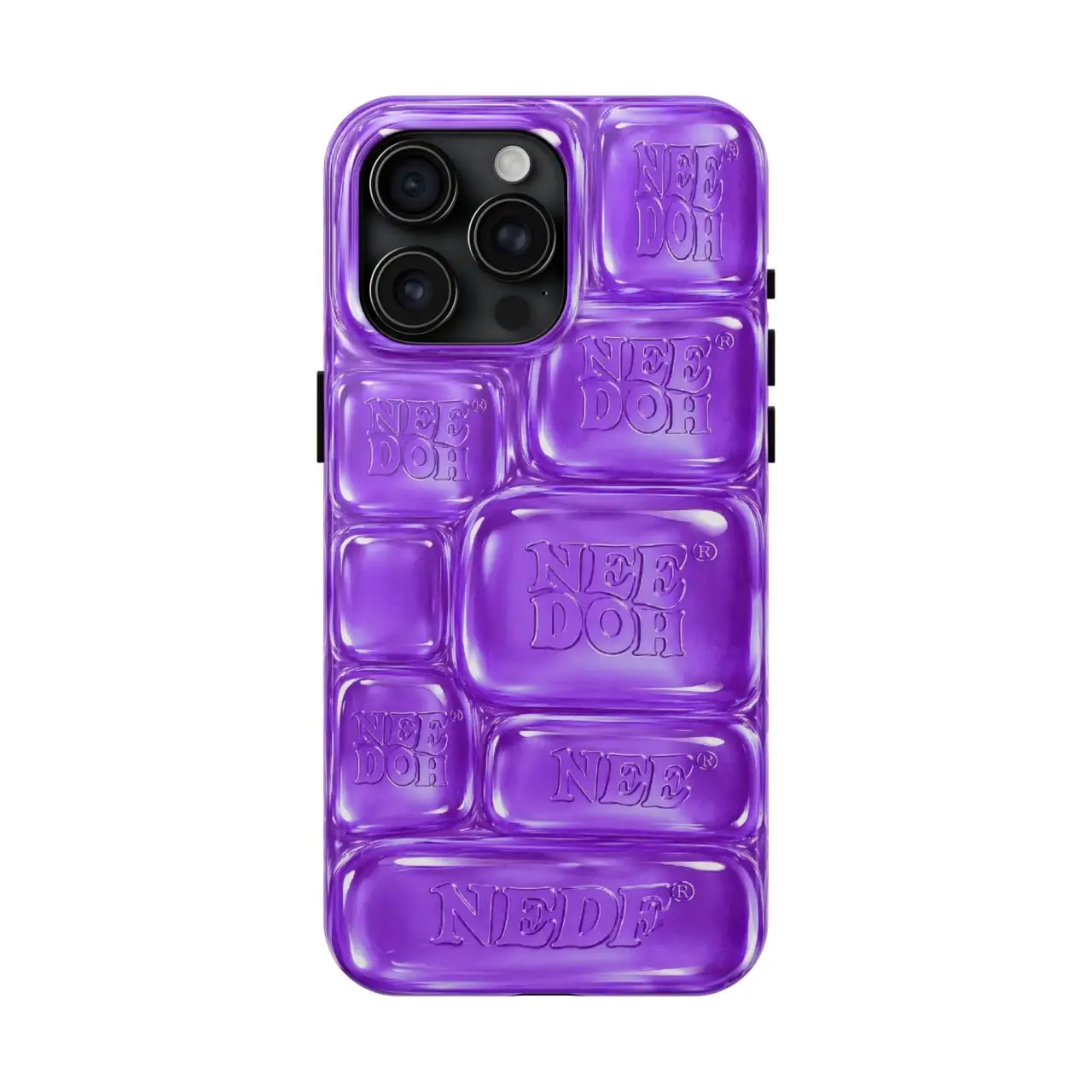 Soft fidget-style NeeDoh phone case close up