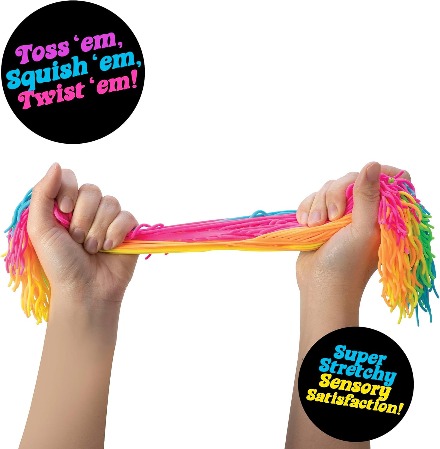 NeeDoh Ramen Noodlies noodle clump being stretched