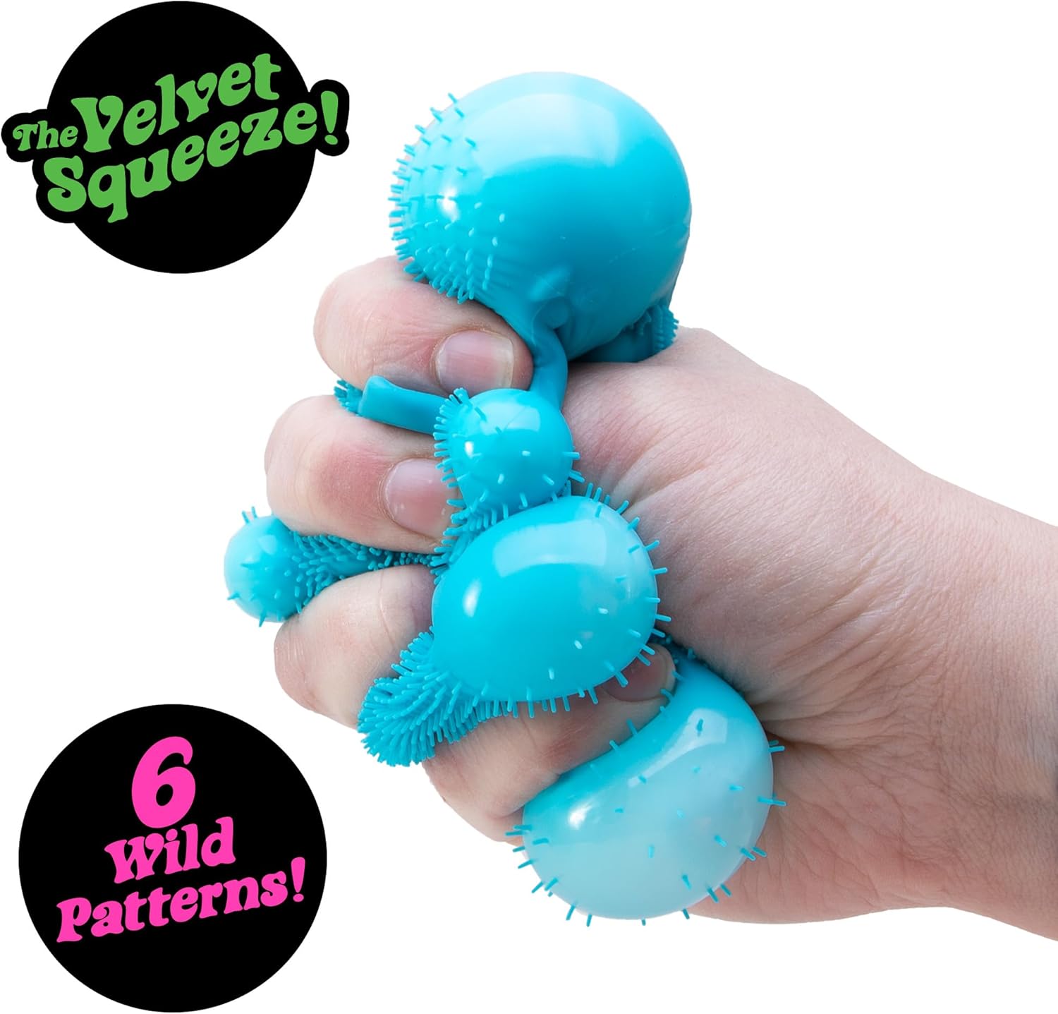 NeeDoh Wild Cats Fuzz Ball being squeezed